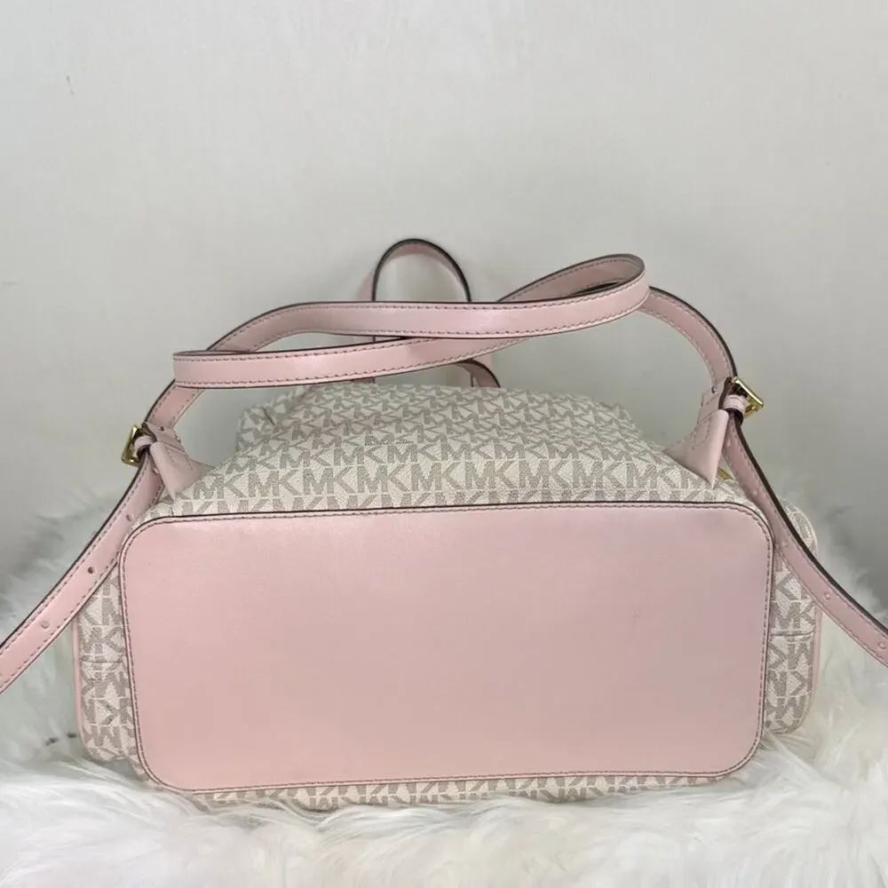 Michael Kors Pink and Cream Jet Set Large Logo Backpack